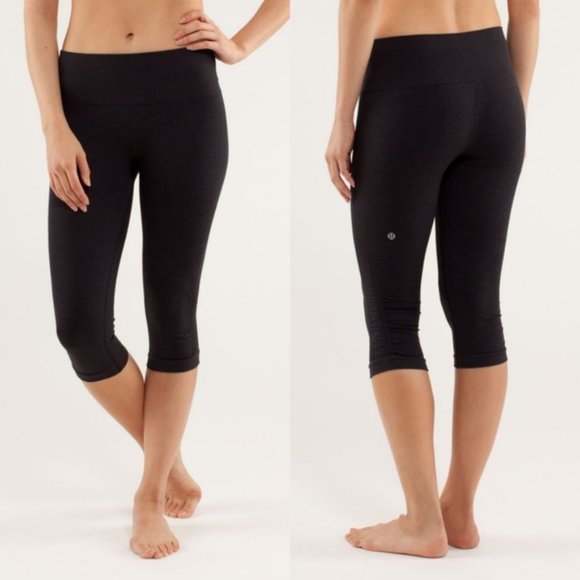 lululemon athletica Pants - Lululemon In the Flow Crop Black Athleisure Yoga Active Workout Pants 8